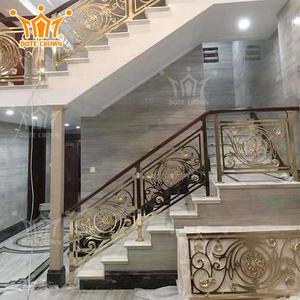 Barandillas de porche de aluminio dorado de lujo, barandillas, estilo de diseño moderno <span class=keywords><strong>para</strong></span> escalera de Villa, diseño decorativo Interior, crea latón - Product Image 4