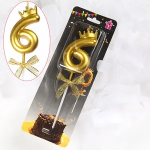 Baru berkilau emas busur bentuk mahkota Digital 0-9 pesta kustom ekstra tinggi 20 putri duyung berkilau Selamat Ulang Tahun nomor lilin kue