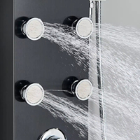 Panneau de douche mural LED moderne à jet de pluie, avec jets de massage, mitigeur thermostatique en céramique à poignée unique, en acier inoxydable – Meilleures ventes
