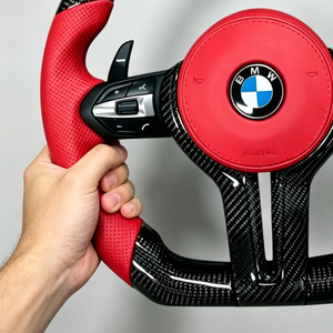 Volante Deportivo de Cuero y Fibra de Carbono para <span class=keywords><strong>BMW</strong></span> F10/F30/F32/F80/F82/E90/E92/E70/F20/E84/M2-<span class=keywords><strong>M5</strong></span> - Product Image 5