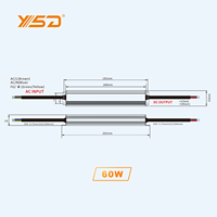 60W IP67 LED pilote shenzhen YSD AC/DC 12v 24v ip67 tension constante étanche led pilote alimentation pour l'extérieur