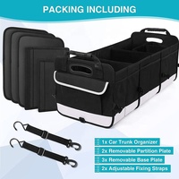 5L grande boîte de rangement organisateur de coffre de siège arrière de voiture pliante noire avec 2 boucles de sangle réglables multi-compartiments pour SUV