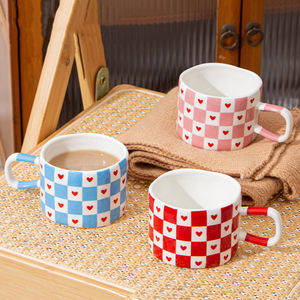 Ins Style Heart Ceramic Mug Cute Coffee Cup for Couple Gift - Product Image 1