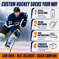 Chaussettes de hockey sur glace 100% polyester respirantes à séchage rapide, fabrication sur mesure, service OEM, sublimation intégrale, élastiques
