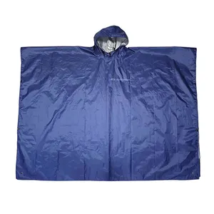 成人徒步旅行定制可重复使用的轻质防撕裂多功能雨披防水布应急折叠雨衣