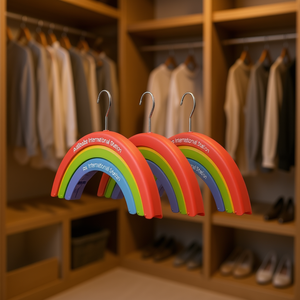 Set di 3 appendiabiti Myrva Rainbow in plastica con gancio cromato, appendiabiti per guardaroba, design creativo salvaspazio - Product Image 2