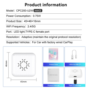 U2W <span class=keywords><strong>Mini3</strong></span> ODM OEM Adaptador inalámbrico Carplay Smart Box AI Box cableado a inalámbrico 26G carlink 30 mini para <span class=keywords><strong>Apple</strong></span> iPhone - Product Image 3