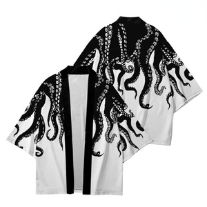 Devilfish estampado suelto japonés Streetwear cárdigan mujeres hombres Harajuku <span class=keywords><strong>Haori</strong></span> Kimono Cosplay Top camisas Yukata moda japonesa - Product Image 4