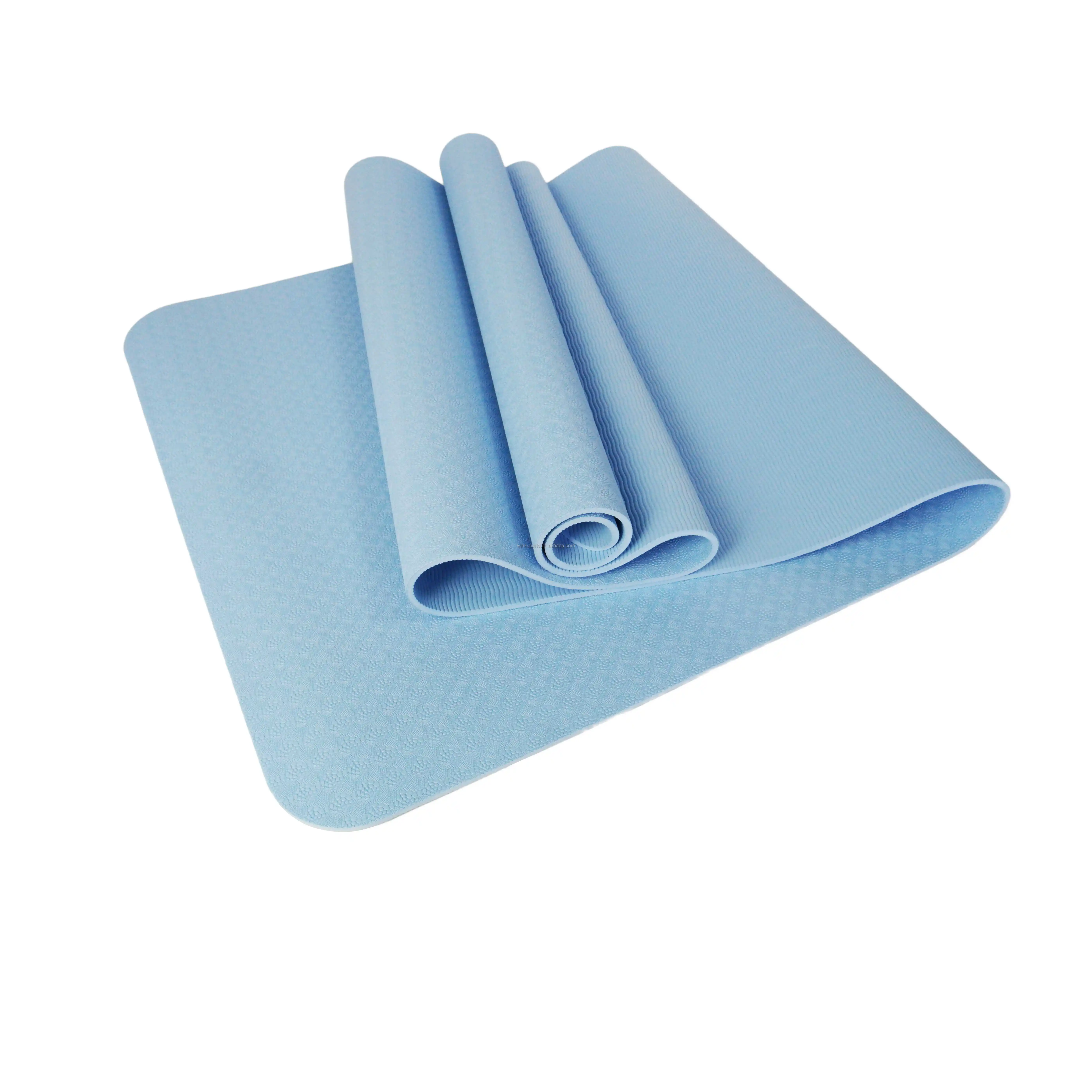 Easy Take Lichtgewicht Anti-Slip 6Mm Dubbellaags Pilates Eco-Vriendelijke Oefening Tpe Yoga Mat