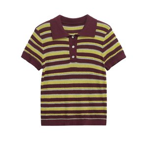 Camiseta Polo de Punto a Rayas, Informal y Versátil, para Mujer, Primavera 2026 - Product Image 2