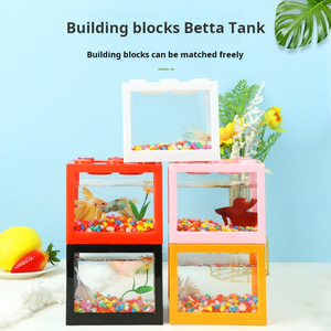 Mini Transparant Acryl Aquaria Kleine Desktop Plastic Bettas Box Ruimtebesparende Bouwstenen Voor Goudvissen Voor Buiten Leven - Product Image 5