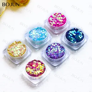 Valentine's day hot sell iridescent sequin nail art love heart nail designer nail sequins