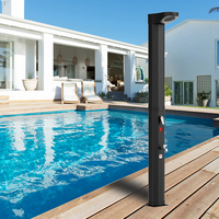 Douche solaire extérieure octogonale OEM 35L avec colonne de douche fixe à jet de pluie, eau chaude, pour jardin, piscine, plage, patio, économie d'énergie