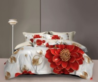 Ensemble de draps de lit à impression numérique 5D Panel Rose Design avec tissu en polyester