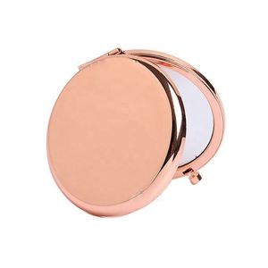 Branded Folded Round Rose Gold Metal Custom Logo Fashion Style Portable Cosmetic Pocket <b>Mirror</b> for Promotional Gifts - Product Image 5