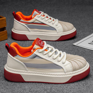 Zapatos de hombre de nuevo estilo con parte superior de malla transpirable, zapatillas blancas para adolescentes, zapatillas casuales de suela gruesa a la moda. - Product Image 2