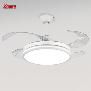 New 4 Blade 42 inch DC động cơ LED vô hình có thể thu vào tiếng ồn thấp 220 Volts vô hình hiện đại quạt trần với ánh sáng và từ xa - Product Image 1