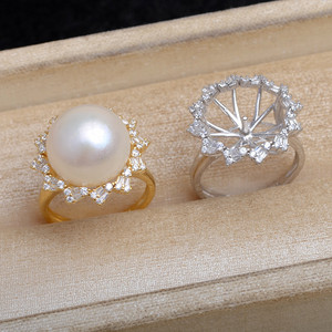 Anillo de Plata Pura S925 con Perla Ajustable, Accesorios de Plata para DIY, Soporte Vacío 13-14, Herramientas y Equipos de Joyería-5688 - Product Image 5