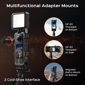 Amazear Cadre utilitaire professionnel pour Insta360 X4 Air Boîtier en aluminium antichoc Supports multiples Accessoires pour appareil photo - Product Image 3