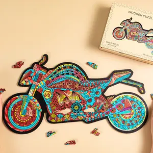 Interesting Table Top Decoration Toy Car Motorcycle Puzzle Wooden Jigsaw Puzzle Suitable For Adults