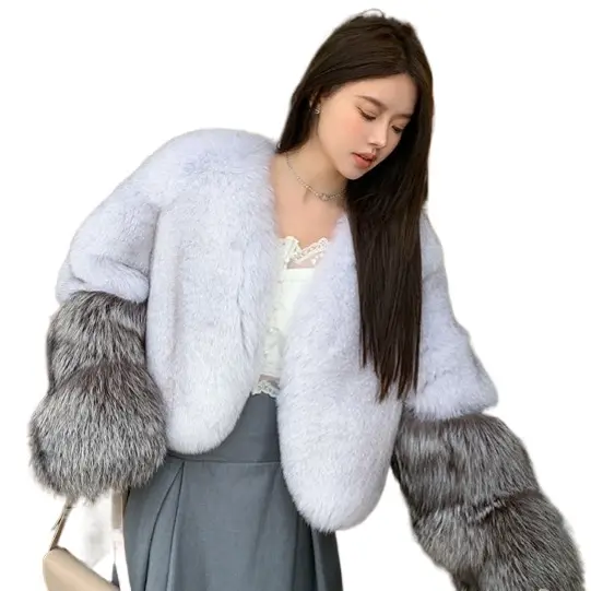 Prezzo di fabbrica 100% pelliccia di volpe lavorata a mano a maglia buon cappotto di pelliccia di volpe gilet da donna