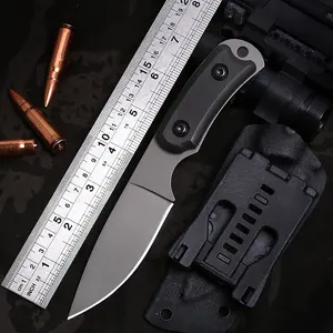 Full Tang Knives Edc Tools Wood Handle Survival Camping Outdoor Tactical Fixed Blade Hunting Knife With Kydex Sheath