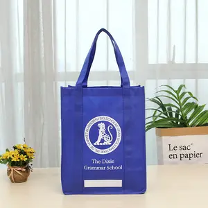 Custom Eco Friendly Strong Extra Large Tote Blue Non Woven Reusable Grocery Bags With Logo