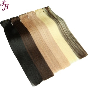 FH Extension de cheveux vierges bruts, double trame, cuticules alignées, noir naturel, lisses, trame plate - Product Image 5