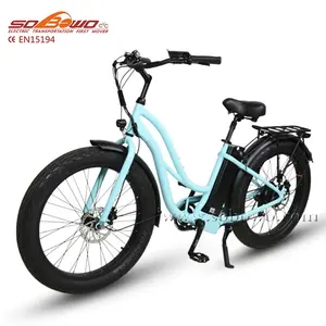 SOBOWO 26 "4.0 전기 자전거 여자 스타일 OEM 색상 7 속도 코스터 디스크 브레이크 성인 비치 크루저 자전거 지방 타이어 ebike 판매