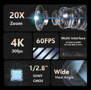 Caméra IP de visioconférence PTZ 4K 8MP avec suivi automatique IA, zoom optique 20x, diffusion en direct NDI, SDI, HDMI, 4K 30FPS, optique 20x - Product Image 3