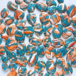 Orange huître épineuse Turquoise Mohave Cabochon pierre précieuse en vrac pour la fabrication de bijoux pierre polie naturelle pour bagues pendentifs - Product Image 5