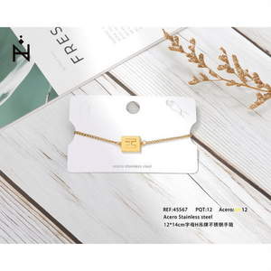 Pulsera con Letra H Angelina, Chapada en Oro, Acero Inoxidable, Joyería de Moda para Mujer, Regalo, Amuleto Moderno, 12x14cm - Product Image 3