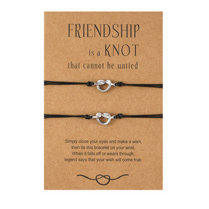 Juego de 2 Pulseras de Hilo Negro Hechas a Mano con Nudo de <span class=keywords><strong>la</strong></span> <span class=keywords><strong>Amistad</strong></span> para Protección y Buena Suerte, Pulsera de Cuerda Trenzada de Acero Inoxidable - Product Image 2