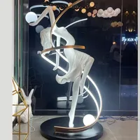 Lampe sur pied en résine et verre de style nordique avec lumière LED pour la maison, le bureau, l'hôtel