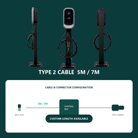 Estación de Carga para Vehículos Eléctricos Nivel 2 J1772 Tipo 2 EVSE Wallbox con Control por WiFi a través de Aplicación, Pantalla LCD, IP55, UL 2594, IEC 61851, para el Hogar