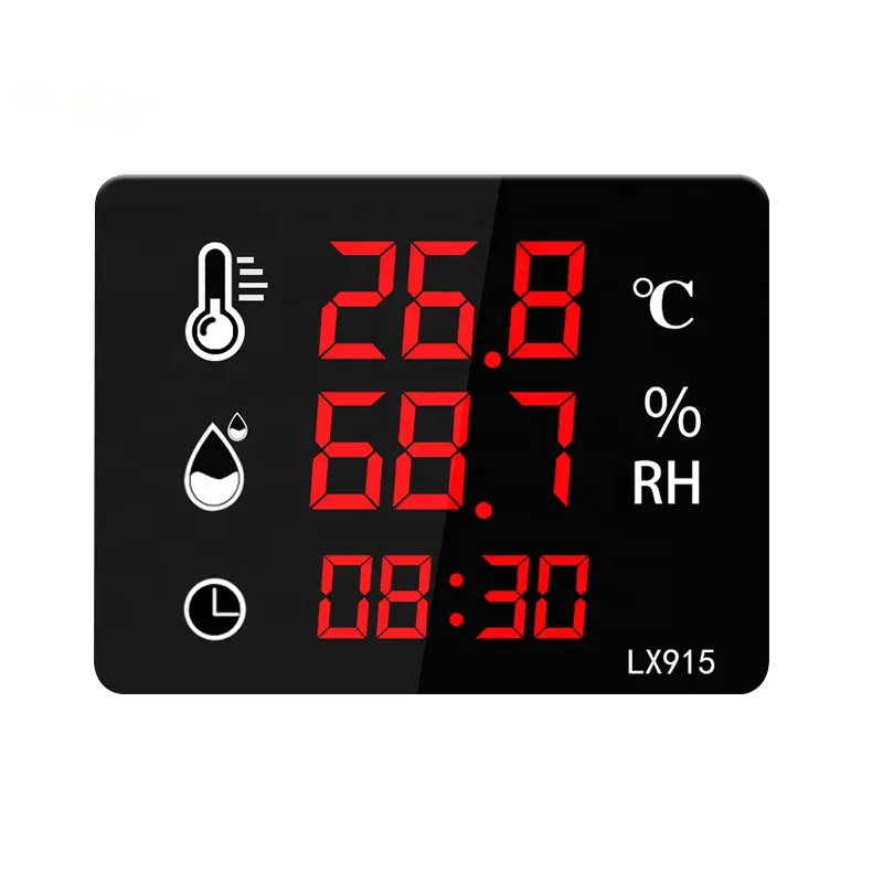 대형 스크린 디스플레이 온도 습도 측정기 및 시간 표시 디지털 온도계 가정 온실 재배