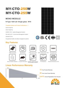 MYPVTECH Panneau Solaire Monocristallin en Silicium Haute Efficacité 250W 255W pour Système Solaire 250W - Product Image 2
