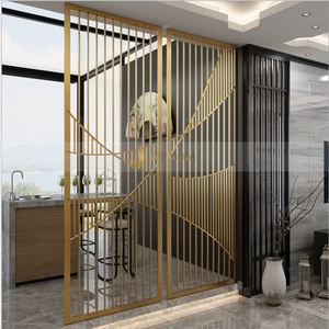 Biombo Personalizado para Sala de Estar, Estilo Art Deco, Corte Láser, Acero Inoxidable Dorado, Impermeable, Translúcido, Multifuncional - Product Image 1