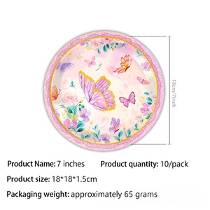 Ensemble de décoration de fête sur le thème du lac papillon rose jetable pour l'obtention du diplôme comprenant des assiettes en papier pour les anniversaires et autres célébrations - Product Image 5