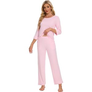 Ensemble de pyjama pour femmes personnalisé, col rond, manches 3/4, vêtements de nuit doux en viscose de bambou, tailles S à XXL - Product Image 6