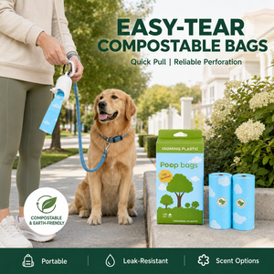 Bolsas compostables para recoger excrementos de mascotas OEM personalizadas EN 13432, costuras resistentes, extra gruesas, logotipo, tamaño, color y empaque personalizados. - Product Image 2