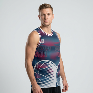 Camiseta de Baloncesto Sublimada Haq Meharban para Hombre, Sin Mangas, Ajuste Atlético, Absorbe la Humedad, Diseño a Rayas, 100% Poliéster - Product Image 3