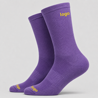 Chaussettes de sport athlétiques violettes avec logo personnalisé, respirantes, en tricot, pour la course à pied et le cyclisme