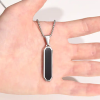 Pendentif géométrique en forme de diamant Collier en acier inoxydable noir huile turquoise carré rectangle pour hommes femmes