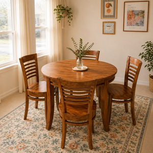 Traditional Wood Dining <b>Chair</b> <b>with</b> <b>Round</b> Seat and Slatted Back for Home Furniture 5 Pieces From Indonesia - Product Image 1