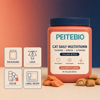 Complément alimentaire multivitaminé quotidien pour chat PEITEBIO, comprimés à mâcher, saveur saumon, taurine, oméga-3, soutien du cœur, de la vue, de la peau et du pelage, 90 comprimés