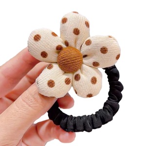 Nuevas diademas para el cabello de estilo otoñal para niñas, bandas elásticas que no dañan el cabello, diademas de tela con flores para niñas, moños para el cabello, coletas. - Product Image 5