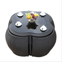Meubles d'extérieur en rotin tissé PE table basse et chaise coussin imperméable jardin balcon café thé canapé
