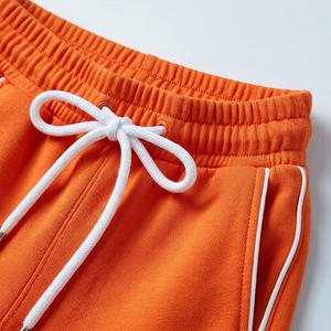 2026 Luxury Vibrant <b>Orange</b> Women's 2 Piece Tracksuit Set 1/4 Zip Pullover and Shorts Minimalist Contrast Piping Athleisure - Product Image 4