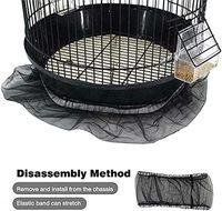 Housse de cage à oiseaux en maille de nylon noire innovante, attrape-graines, protection réglable, extensible et aérée, accessoires pour oiseaux de compagnie